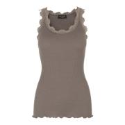 Kanten Top Donker Zand Rosemunde , Gray , Dames