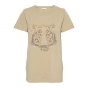 Stijlvol T-shirt met voormotief Cream , Beige , Dames