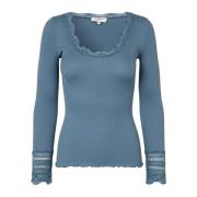 Zijden Kant Blouse Parijs Blauw Rosemunde , Blue , Dames