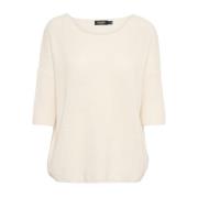 Witte Katoenen Jumper met ¾ Mouwen Soaked in Luxury , Beige , Dames