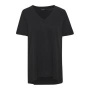 Zwart Oversize T-Shirt met V-Hals Soaked in Luxury , Black , Dames