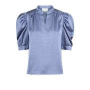 Sateen Blouse Smoke Blue Neo Noir , Blue , Dames