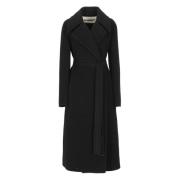 Zwarte Lama Jas Peak Revers Jil Sander , Black , Dames