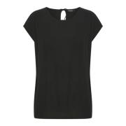 Zwarte losvallende top met striknek Soaked in Luxury , Black , Dames