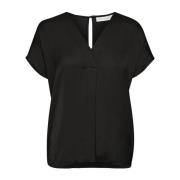 Zwarte top met V-hals en korte mouwen InWear , Black , Dames