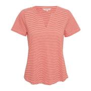 Gestreept V-hals T-shirt Part Two , Multicolor , Dames