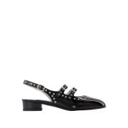 Zwarte leren Queen Sandalen met 2cm hak Carel , Black , Dames