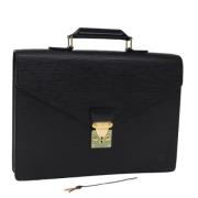 Pre-owned Leather briefcases Louis Vuitton Vintage , Black , Dames