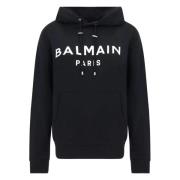 Hoodie Zwart Wit Balmain , Black , Heren