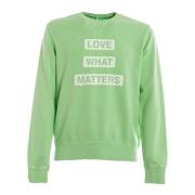 Mint Groene Bedrukte Katoenen Sweater Sun68 , Green , Heren