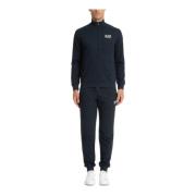 Effen Rits Tracksuit met Logo Detail Emporio Armani EA7 , Blue , Heren