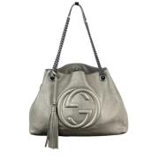 Pre-owned Leather handbags Gucci Vintage , Gray , Dames