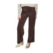 Corduroy Wide Leg Pants Sessun , Brown , Dames