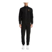 Effen Tracksuit met Koord en Rits Emporio Armani EA7 , Black , Heren