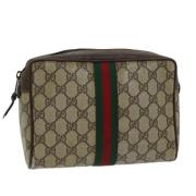 Pre-owned Leather clutches Gucci Vintage , Beige , Dames