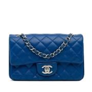 Pre-owned Leather chanel-bags Chanel Vintage , Blue , Dames