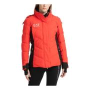 Multikleur Rits Ski Jas met Capuchon Emporio Armani EA7 , Red , Dames