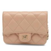 Pre-owned Leather shoulder-bags Chanel Vintage , Beige , Dames