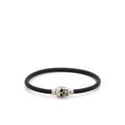 Zwart Rubber Schedel Bedel Armband Alexander McQueen , Black , Heren