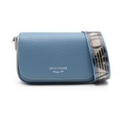 Blauwe korrelige leren crossbody tas Emporio Armani , Blue , Dames