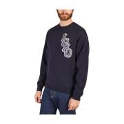 Navy Blue Intarsia Borduurwerk Sweater Kenzo , Blue , Heren