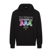 Zwarte Oversized Hoodie met Teddy Print Barrow , Black , Unisex