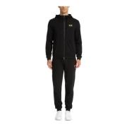 Effen Hoodie met Trekkoordsluiting Emporio Armani EA7 , Black , Heren