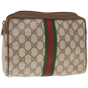 Pre-owned Leather clutches Gucci Vintage , Beige , Dames