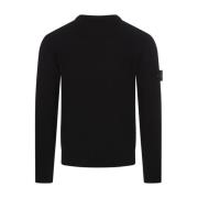 Zwarte Crew-Neck Wollen Trui Stone Island , Black , Heren