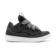 Zwarte Denim Sneakers Oversize Logo Patch Lanvin , Black , Heren