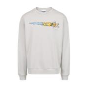 Garfield Print Crewneck Sweatshirt Iceberg , Gray , Heren