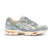 Grijze Sneakers met Blauw Groen Design Asics , Gray , Unisex