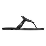 Zwarte Miller Platte Sandalen Kristal Logo Tory Burch , Black , Dames