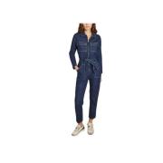 Denim Jumpsuit met Hartapplicatie La Petite Française , Blue , Dames