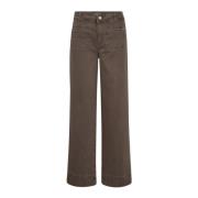 Rain Drum Wide Leg Pants MOS Mosh , Brown , Dames