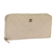 Pre-owned Leather wallets Chanel Vintage , White , Dames