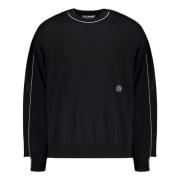 Geribbelde Crew-neck Sweater met Ruffle Ambush , Black , Heren