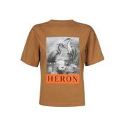 Katoenen T-shirt met Frontprint Heron Preston , Brown , Dames