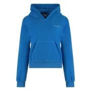 Geribbelde Hoodie Polyester Stijl Sporty & Rich , Blue , Dames