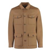 Wollen Blazer met Vier Voorflapzakken Canali , Brown , Heren