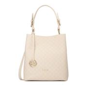 Beige Print Leren Handtas Kazar , White , Dames