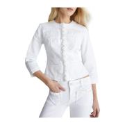 Blauwe Denim Jack met Voorvlechtpatroon Liu Jo , White , Dames