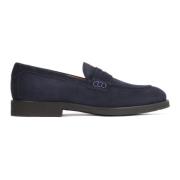 Marineblauwe Suède Loafers Stijlvol Model Kazar , Blue , Heren