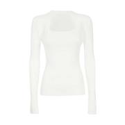 Gebreide viscose-blend top met uitsnijdingen Dondup , White , Dames