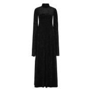 Velvet Maxi Jurk Wijde Mouwen Balenciaga , Black , Dames