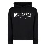 Logo Print Hoodie met Ribgebreide Manchetten Dsquared2 , Black , Heren