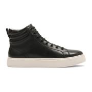 Zwarte Leren Sneakers Moderne Stijl Kazar , Black , Heren