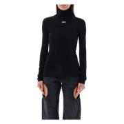 Zwart High Neck Top Aw24 Off White , Black , Dames