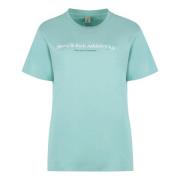 Geribbelde Crew-Neck Katoenen T-shirt Sporty & Rich , Green , Dames