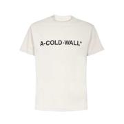 Katoenen T-shirt Geribbelde Halslijn A-Cold-Wall , Beige , Heren